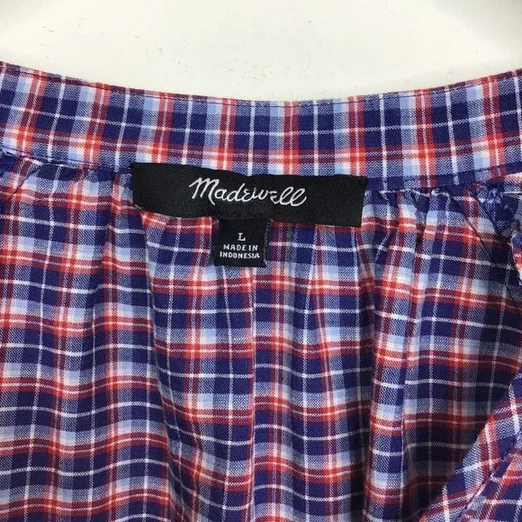 Madewell Tie Sleeve Popover Top Whitby Plaid - Picture 9 of 9
